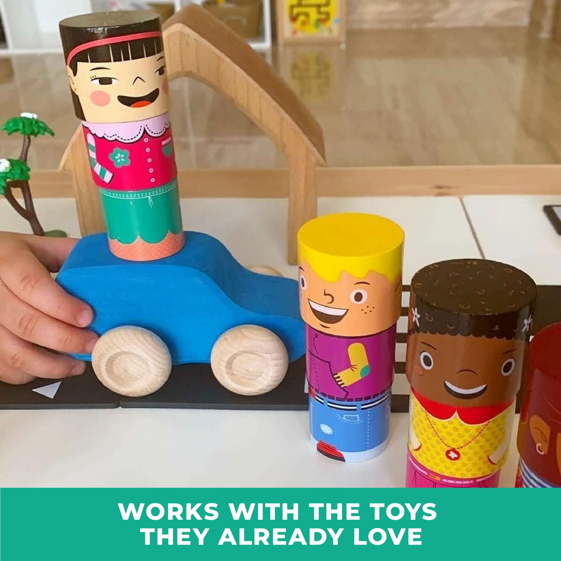 16-Piece Magnetic Wooden Figures, Friends Set for Toddlers